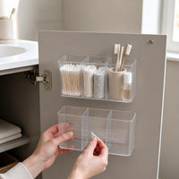 Wall-Mounted 3-Compartment Organizer for Small Items, No-Drill Storage for Tweezers, Scissors, Eyebrow Pencils, Brushes, Lipsticks