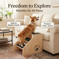 Dog Steps for Small with Non-Slip Surface for Bed and Sofa, Wooden Pet Stairs Ready to Use No Assembly Required, Compact Ladder for Felines