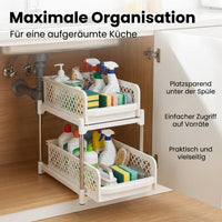 Kitchen Pull-Out Shelf, Narrow Kitchen Organizer 18.5x38x62cm, 2 Levels, Freestanding, for Kitchen Storage