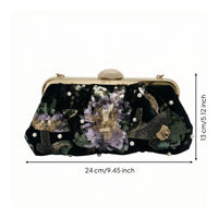 Evening Purse with Pearl Handle Elegant Evening Bag with Chain Strap Embroidered Clutch Bag for Weddings