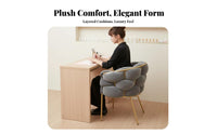 Nordic Design Woven Puff Armchair Comfortable Backrest Vanity Stool Soft Cushioning Accent Chair Minimalist Aesthetic for Salon Owners, Interior Decorators, Bedroom, Makeup Room, Reception Area, Reading Nook