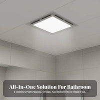 Low Noise Operation Ceiling Exhaust Fan Light Energy Saving 2-in-1 Ventilation Light Powerful Suction LED Exhaust Fan Combo Wet Rated for Homeowners, Families, Adults, Toilet, Kitchen, Hotel, Basement