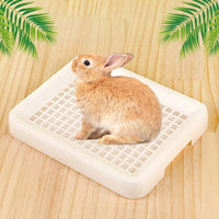 Dry Feet Guinea Pig Litter Tray, Litter Pan with Grate for Bunny and Chinchilla, Washable Flat Toilet Pan, 25 x 19.5 x 3 cm Size