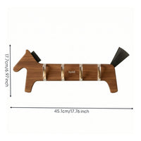 Horse Hook Rack Suction-Cup Wooden Hook Rack with Metal Hooks Rustic for Closet