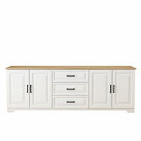 Contemporary Television Cabinet with Storage Sturdy Construction White TV Stand Rounded Corners Modern Entertainment Center for Small Areas, Bedroom