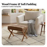 Foldable Design Padded Leg simple setup to Assemble foldable Padded Ottoman Ergonomic aid Footrest Stable X-shaped frame for Students, Seniors, Adults, Under Desk, Workstation, Living Room, Bedroom