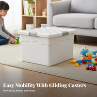 Lidded Pultimatelyic Container with Wheels Large Capacity Storage Container Side Handles Stackable for Homeowners