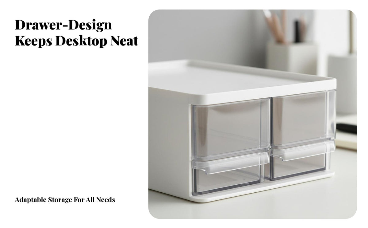 Space-Saving Desktop Drawer Organizer Large Capacity Desktop Drawer Unit Clear Drawers Stationery Storage Unit Long-Lasting Material for Students, Teachers, Crafters, Dormitory, Dressing Table, Bedroom, Craft Room