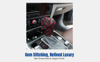 Car Interior Accessories Set, Manual/Automatic Gear Cover, Handbrake Sleeve, Red Stitching