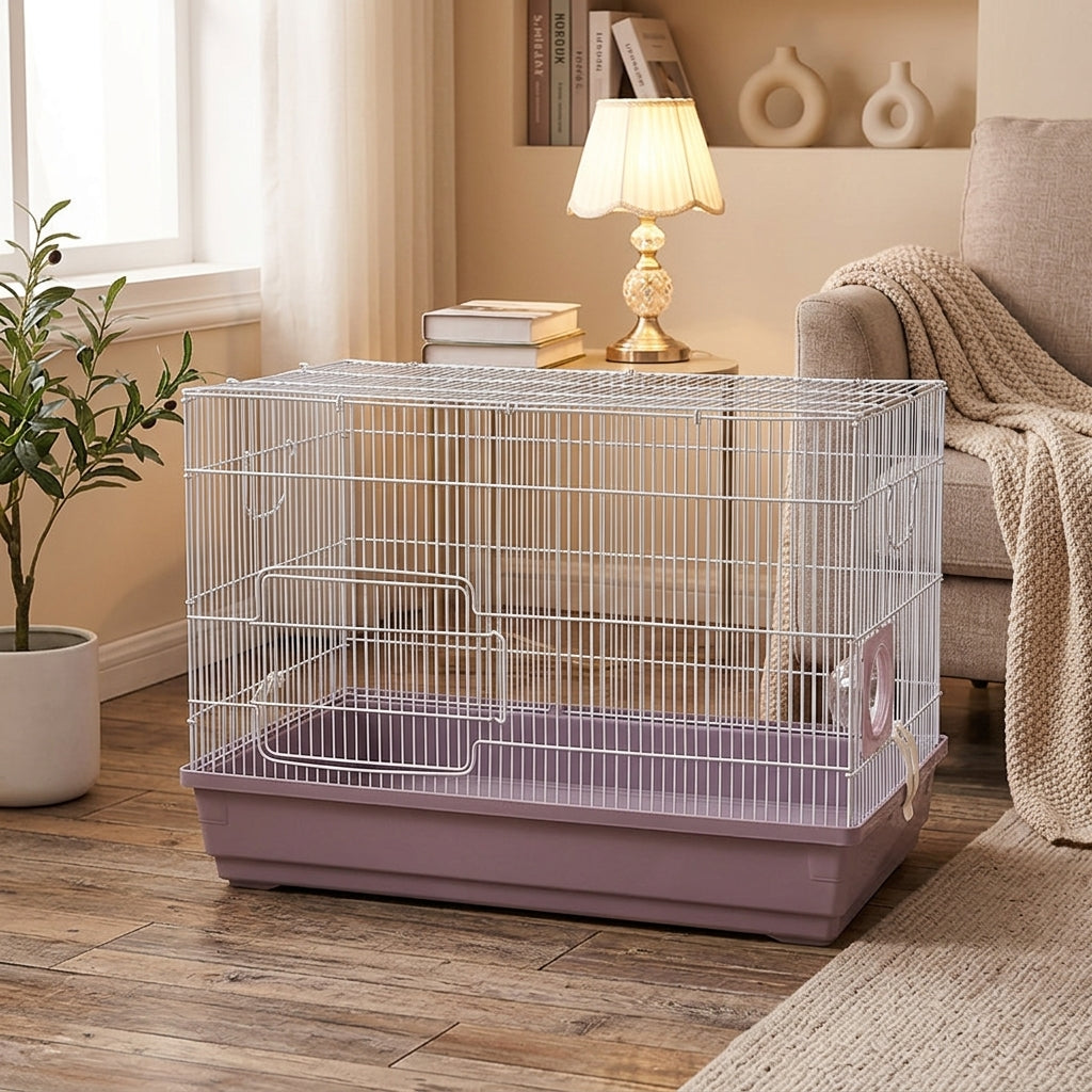 Large Hamster Cage for Syrian Hamster, Double Layer Hamster Cage with Removable Tray, Rectangular Modern Indoor Pet Cage, Easy to Maintain and Set Up