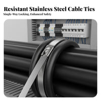 Stainless Steel Wire Tie Automatic-Locking Steel Zip Tie Secure Locking Mechanism Metal Strap Rust Withstand Ant for Mechanics