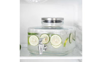 3 Liter Sealed Lid Glass Beverage Dispenser with Spigot Wide Mouth Design Refrigerator Cold Water Kettle Easy to Clean Large Glass Drink Container with Tap for Home Bar, Parties, Office