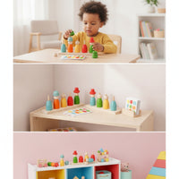 Early Learning Child-Centered Toy with Cards Educational Wooden Color Matching Game Smooth Color Matching Toy Logical Thinking for Preschoolers
