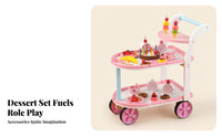 Curved Handle Pretend Dessert Cart Storage Plaything Dessert Cart