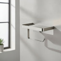 Stainless Steel Bathroom Tissue Holder with Shelf Multi-Functional Paper Towel Holder with Shelf Easy to Clean Wall Organizer with Tray Scratch-Resistant for Bathroom, Kitchen