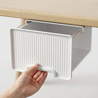Desk Organiser Drawer, Under Desk Storage Drawer 18L, No Drill Slide Out Under Desk Storage for Office Supplies, Cables & USB Sticks, Nordic White