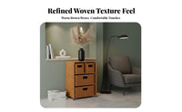 Nordic Design 3-Drawer Woven Chest Multi-Purpose 3-Tier Woven Basket Stand Handwoven Storage Cabinet Sturdy Frame for Homeowners, Students, Parents, Bedroom, Living Room, Hallway, Bathroom
