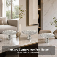 Decorative Fruit Tray Tabletop Item Honeycomb Texture Silver