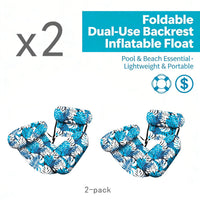 Inflatable Water Lounger Floating Bed with Foldable Backrest, PVC