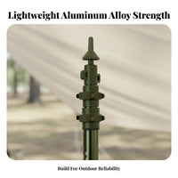 Adjustable Tarp Pole Rust-Resistant Telescopic Shelter Pole Aluminum Tent Support Rod Non-Slip Base Foldable Awning Rod