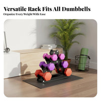 Space Saving Design Compact Dumbbell Holder Easy Assembly Steel Dumbbell Storage Stand Heavy Duty Tiered Weight Storage Stand Anti-Rust Finish for Women, Home Gym, Small Areas