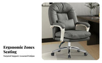 Adjustable Height High-Back Recliner with Footrest Ergonomic Design Luxurious Reclining Chair with Footrest Padded Armrests Swivel Armchair Support for Executives, Distant Workers, Study Room, Bedroom, Relaxing, Leisure Space