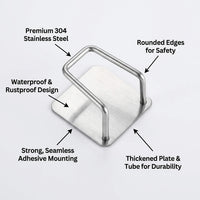 Bathroom Sink and Kitchen Organizer for Sponges, Stainless Steel Sponge Holder No Drill with Strong Grip, Single Hook Accessory
