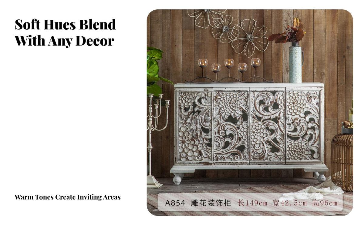 Vintage Entryway Cabinet Retro Design Entryway Console Cabinet Spacious Storage Aged Lumber Sideboard for Hallway, Living Room