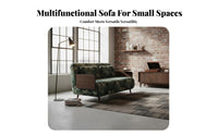 Retro Design Wooden Frame Sleeper Sofa cleanable Cover transformable Couch versatilePurpose Household Furniture Space-Saving for Apartment Dwellers, Young Adults, Homeowners, Small Spaces, Living Room, Bedroom, Home Office