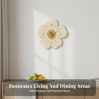 Nordic Design 3D Petal Clock Non-Ticking Decorative Floral Clock Easy to Install for Interior Designers, Renters, Living Room, Bedroom