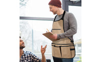 Multi-Pocket Canvas Apron with Pockets Water-Resistant Tool Apron with Pockets Long-Lasting Reinforced Stitching for Gardeners, Woodworkers, Gardening