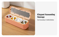 4 Compartment Seasoning Box Compartmentalized Design 4-Compartment Seasoning Box Nordic Design Divided Spice Container Set for Countertop, Pantry