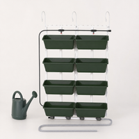 Upright Garden Strawberry Planter Set, Multi-Layer Stackable Outdoor Plant Pots for Balcony, Space Saving Herb & Flower Planter with Drip Irrigation