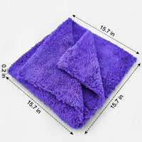 Edgeless Design Towel Car Drying Towel, 40cm x 40cm Microfibre Cleaning Cloth, 350 GSM Soft Coral Fleece for Interior and Exterior Detailing