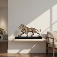 Lion Sculpture with Base Carved Lion Sculpture Detailed for Art Collectors, Office