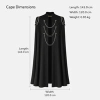 Fantasy Theatrical Cloak Men, Fancy Dress Hooded Cape, Costume Cloak Chain Embellished, Medieval Cloak for Theatrical Productions