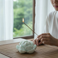 Double Use Celadon Lotus Incense Base Long-Lasting Lotus Flower Incense Holder Artisanal Design Accessory Easy to Clean for Meditation Practitioners, Mindfulness Enthusiasts, Tea Room, Office Desk