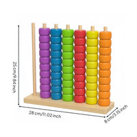 Rainbow Bead Counter Educational Wooden Bead Stacking Toy Problem-Solving Skills Color Sorting Stacking Rings for Preschoolers, Classroom