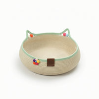 Cat Bed with Ears Natural Cotton Rope Cat Bed Braided for Cats