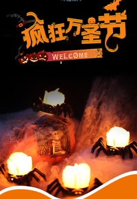 万圣节南瓜灯装饰摆件电子蜡烛灯派对用品布置道具蜘蛛眼球小夜灯 橙色蜘蛛蜡烛灯-1个装