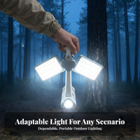 Folding Solar Camp Light Rerechargeable Camping Lantern 2-in-1 Design Portable Lighting for Campers, Stall Vendors, Night & fair, Home Emergency, Hiking