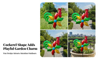 Multicolor Chicken Wind Spinner Painted Finish Metal Garden Stake Ornament Circular Frame Chicken Stake Ornament Pronged Support for Lawn, Courtyard