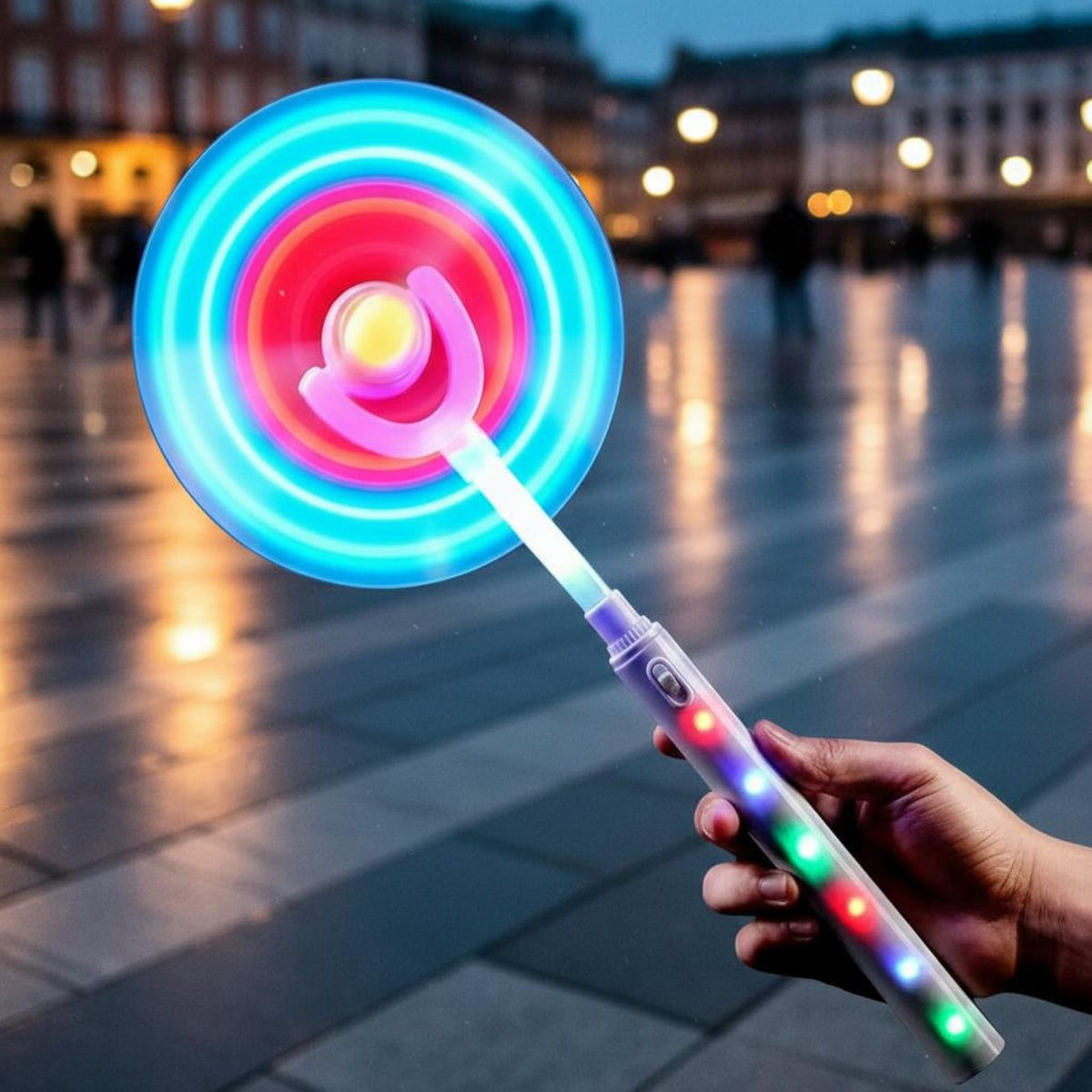 Shine-up Pinwheel Toy Colorful Lights Illuminated Rotating Stick Rotating Shine Display Stick Battery Operated Electric Flashing