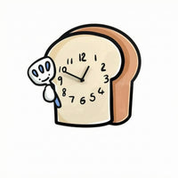 Silent Bread Slice Clock Cream Face Bread-Shaped Wall Clock Black Outline Home Decor Arabic Numerals