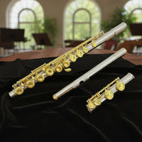 Gold Key Flute Complete Accessories Silver Flute Brazed Construction for Beginners, Exam, Practice