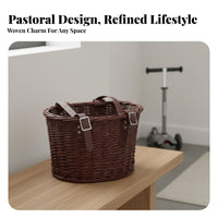 Lightweight D-Shaped Wicker Basket Long-Lasting D-Shaped Front Basket Easy to Clean