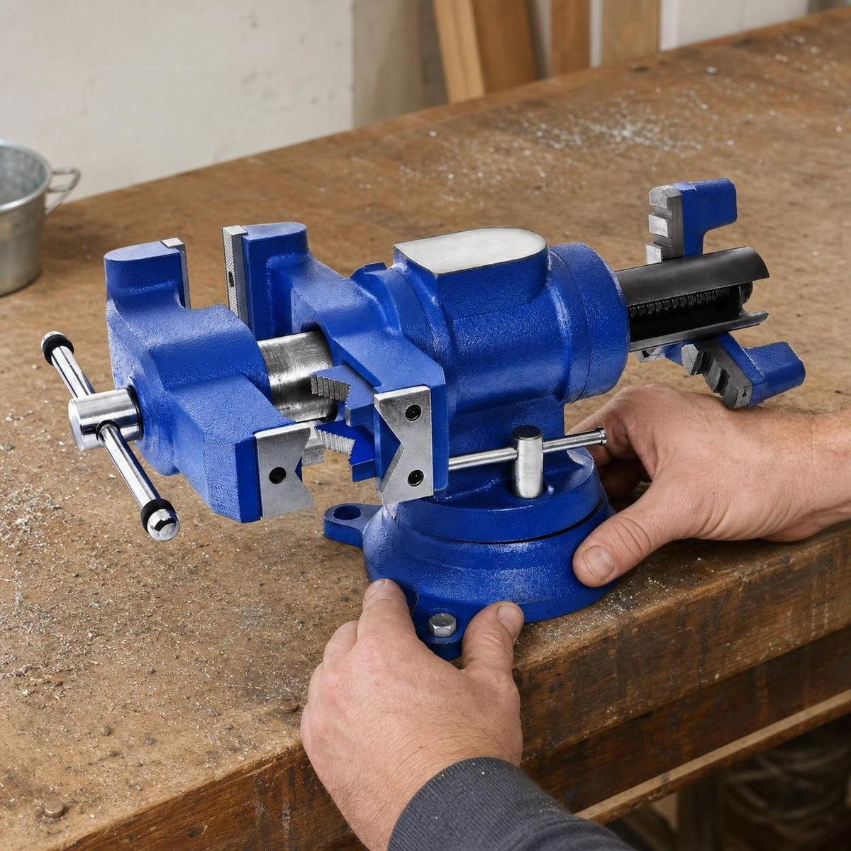 EASEMAN Precision Dual-Jaw Industrial Universal Rotating Multi-functional Bench Vise Small Table Vise