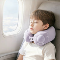 Inflatable Travel Neck Pillow Cooling U-Shaped Travel Pillow Compact Foldable for Children, Airplane, Car Rides