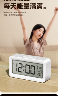 得力闹钟学生用起床好物多功能智能电子表时钟儿童男女孩强力叫醒 绿色【大号13.2cm- 升级背光】一键贪睡+温度+日期 13.2厘米
