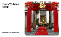 Symbol of Love, Joy & Good Fortune Chinese Wedding Door Decoration Set Festive Atmosphere Traditional Wedding Gate Decor Easy to Assemble Double Happiness Door Decor Romantic Design for Bride and Groom, Newlyweds, Families, Courtyard, Outdoor Events, Wall